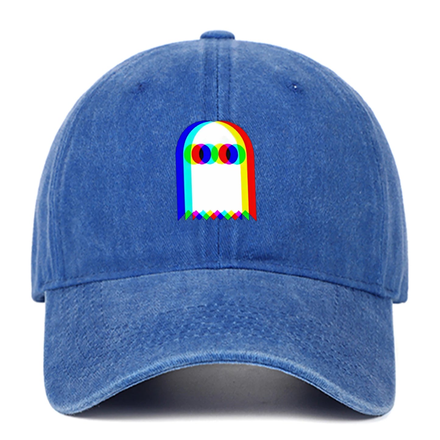 Colorful ghost print baseball cap suitable for daily dressing up and Halloween parties, adjustable outdoor sun protection hat