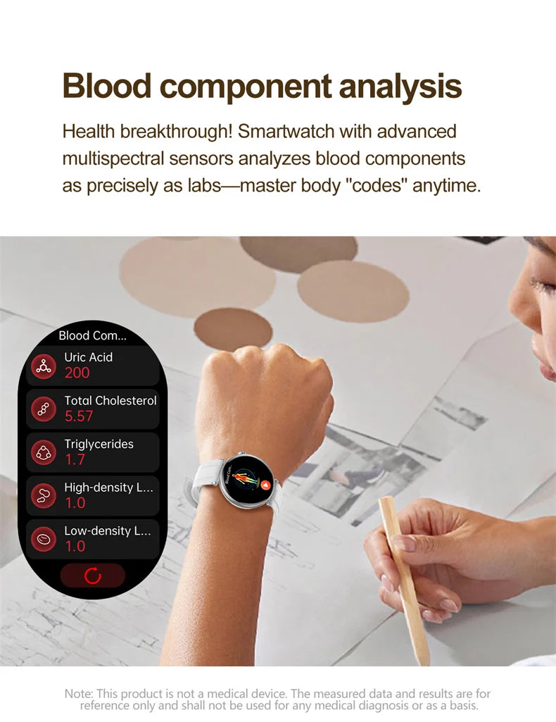 New 1.32inch Smart Watch For Women Health ECG Health Lady Watches Full Touch Screen Call Custom Dial Diamond Strap Smartwatch