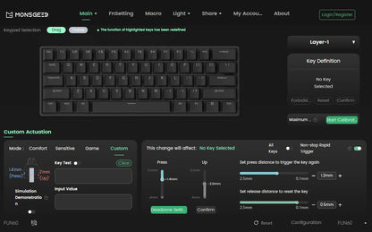 MONSGEEK FUN60 PRO&MAX HE Teclado mecânico 60% sem fios para gaming com switches magnéticos, Rapid Trigger 8K, ARGB e personalização