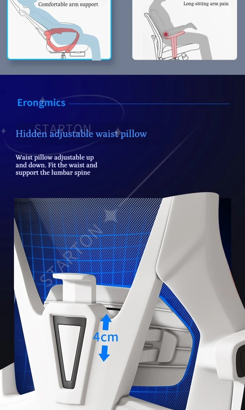 High Density Mesh Office Chair with Footrest, Ergonomic Home Office Chair, Adjustable Executive Swivel Chair with Comfortable Foam Seat