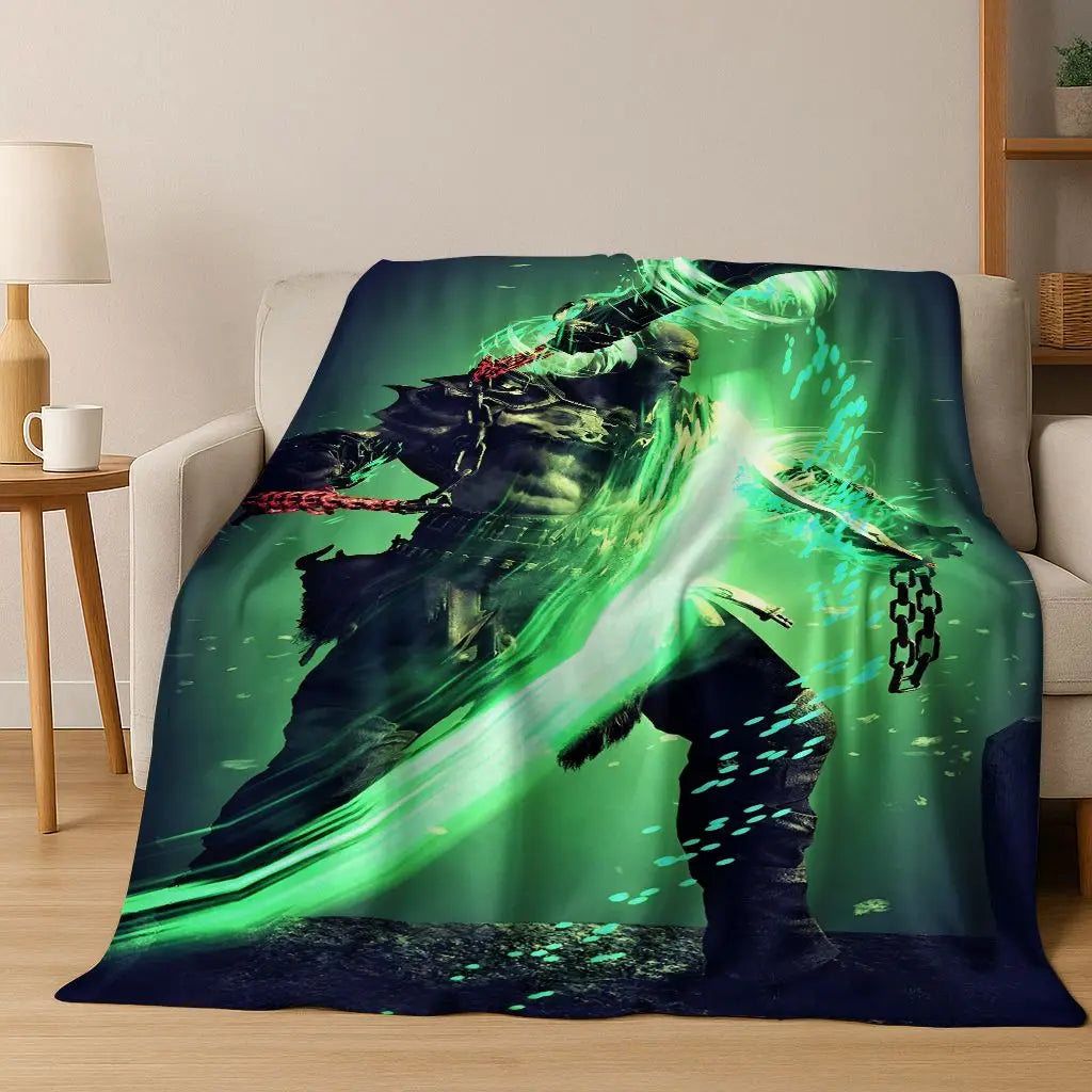 Classics God of War Kratos 3A Game Gamer Flannel Blanket,Warm and Cozy Soft Throw Blanket for Home Bedroom Bed Sofa Kid Gift