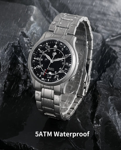 BERNY Titanium Watch For Men AR Coating Sapphire Fashion Wristwatch Luminous VH31 Ultra-thin Quartz Watch Waterproof 5ATM Watch