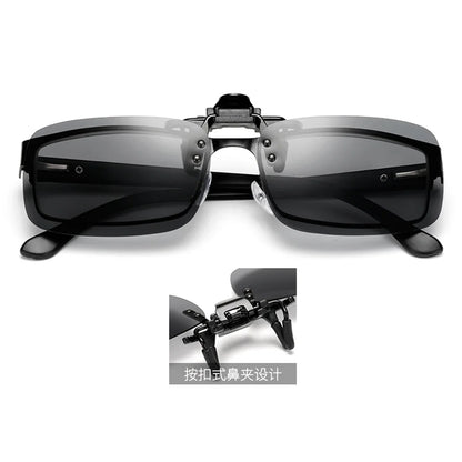 Classic Square Flip Up Clip On Sunglasses Men Polarized Night Vision Driving UV400 Women Photochromic Sun Glasses Clips