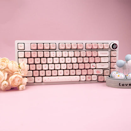 Sakura Pink MOA Keycaps PBT 142 Keys Cream Strawberry for 60/64/84/98/108 Gaming Mechanical Keyboard MX Switch
