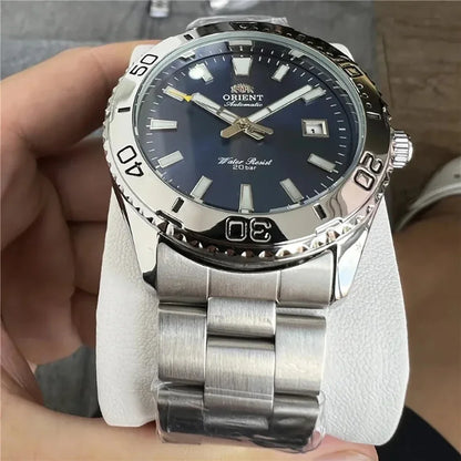 Original Orient Automatic Mechanical Watch 200M Water Resistant Unidirectional Bezel Black Dial Men's Sport Diver Watch