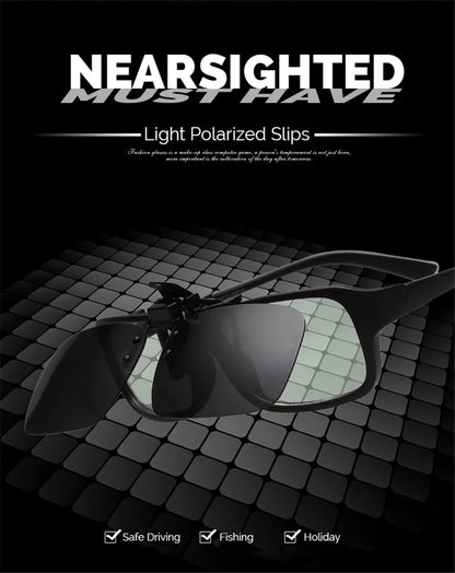 VIVIBEE Men Polarized Flip Up Clip on Sunglasses Black Driving UV400 Women Square S M L Goggles Night Vision Fishing Glasses