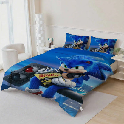 Cute Sonics Boy Bedding Set Digital Cartoon Sonics Duvet Cover Comforter Bed Youth Kids Girl Boys Gift