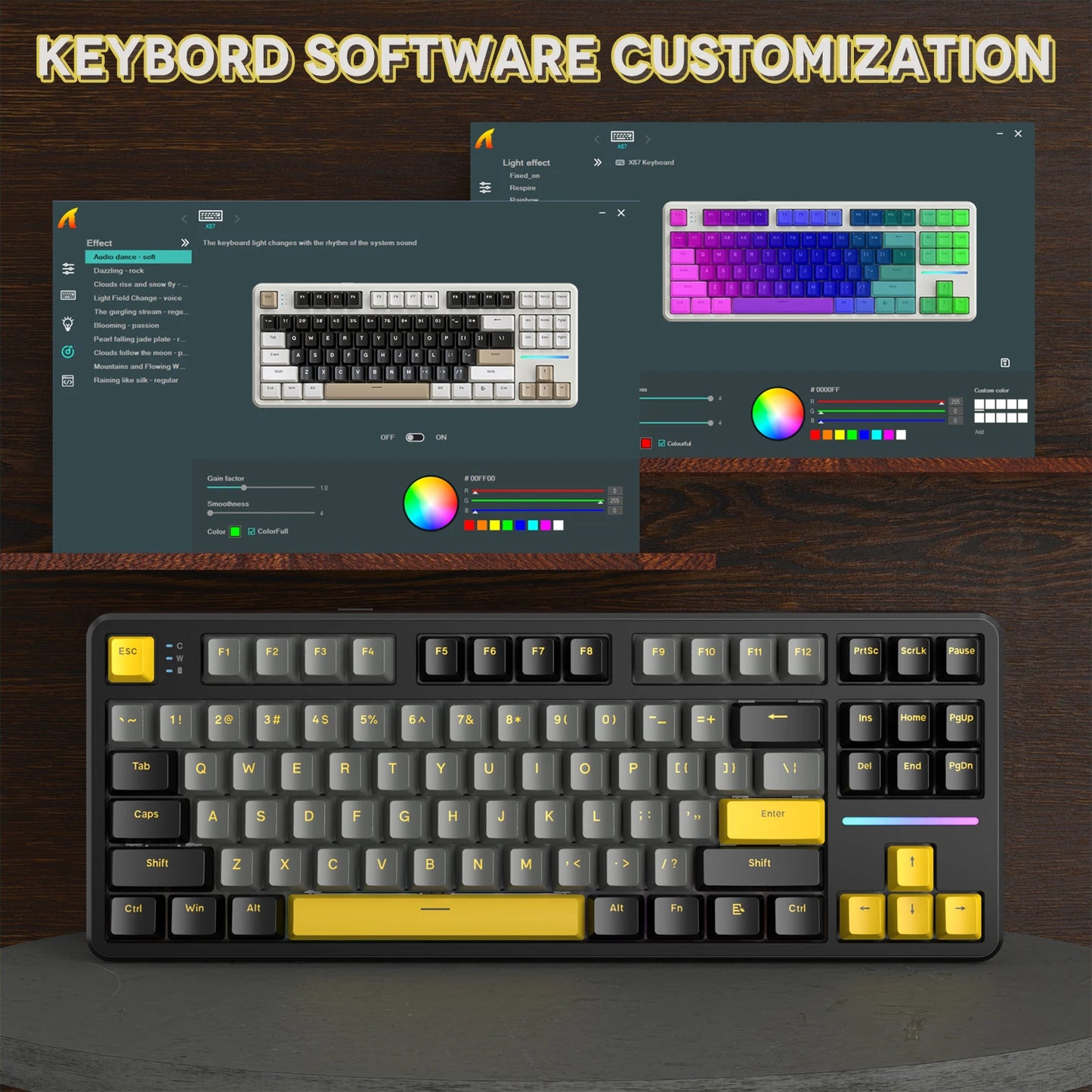 ATTACK SHARK X87 Wireless Mechanical Gaming Keyboard, Tri-Mode Bluetooth 5.0/2.4GHz/USB-C Hot Swappable Gasket Mechanical Keyboard with Pre-Lubed Switches