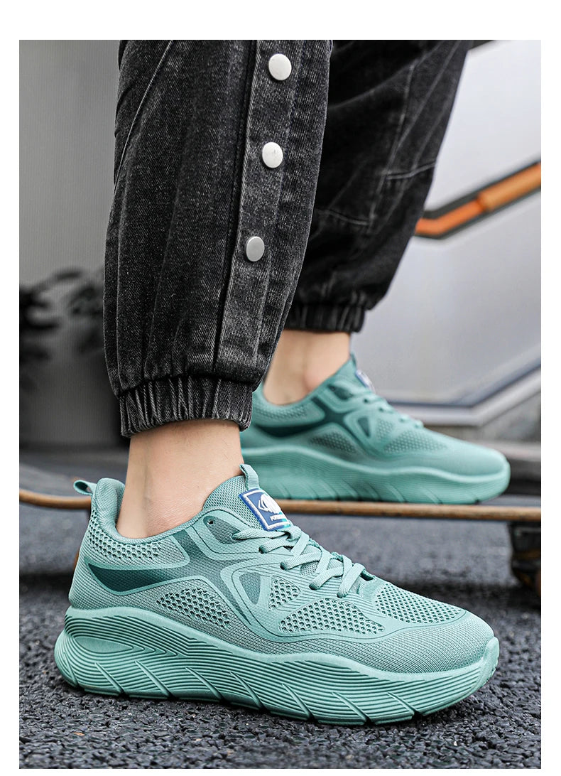 Fashion Platform Men's Running Shoes Trendy Casual Knit Breathable Orange Sneakers Men Outdoor Sports Non-slip Jogging Shoes Man