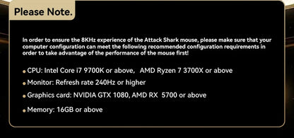 ATTACK SHARK R5 ULTRA bežični gaming miš - 8K polling, senzor PAW3950MAX, 42,000 DPI, ultralaki od ugljičnih vlakana za profesionalni esport