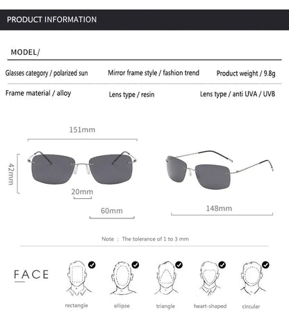 Titanium Frameless Polarized Sunglasses Driver Driving Night Vision Goggle Folding Ultra Light Color Film Titanium SunglassUV400