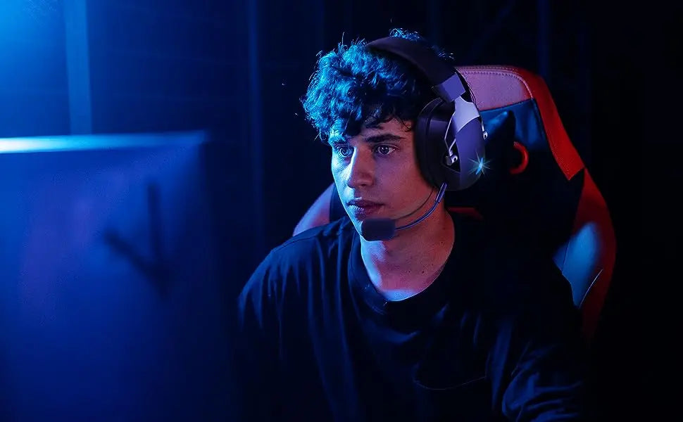 Auscultadores Gaming com Microfone Destacável com Cancelamento de Ruído – 3 Modos: Bluetooth 5.3 Sem Fios, 2.4G USB e Ligação com Fio 3.5mm, com Drivers de 50mm
