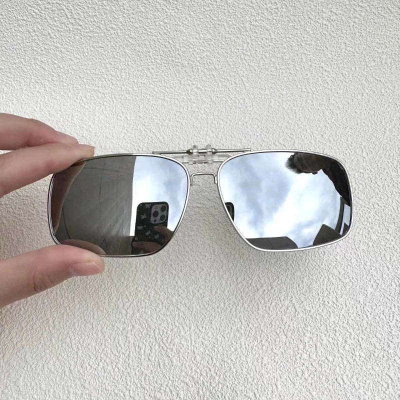 REXXAR Mens Metal Clip on Sunglasses Polarized Eyeglasses UV400 Women Square Night Vision Driving Sun Glasses