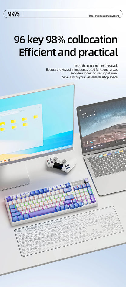 SMAILWOLF MK95 Bluetooth Wireless Korean Mechanical Keyboard Customized Gaming Laptop for Office Use with RGB Light Effect