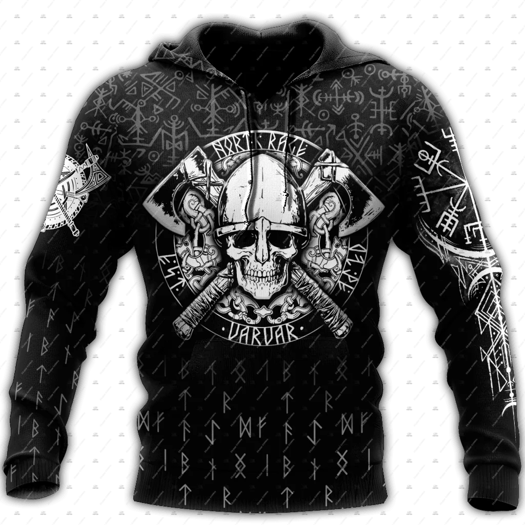 Custom Name Valhalla God Odin Warrior Wolf Fenrir Tattoo Vintage Retro Unisex 3DPrint Harajuku Pullover Casual Jacket Hoodies X4
