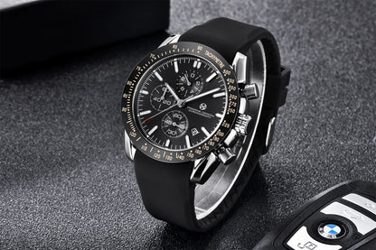 PAGANI DESIGN New 45mm Men Quartz Watch Rubber Belt Men's Luxury Watch Fashion Casual Sports Male Clock Relogio Maasculino