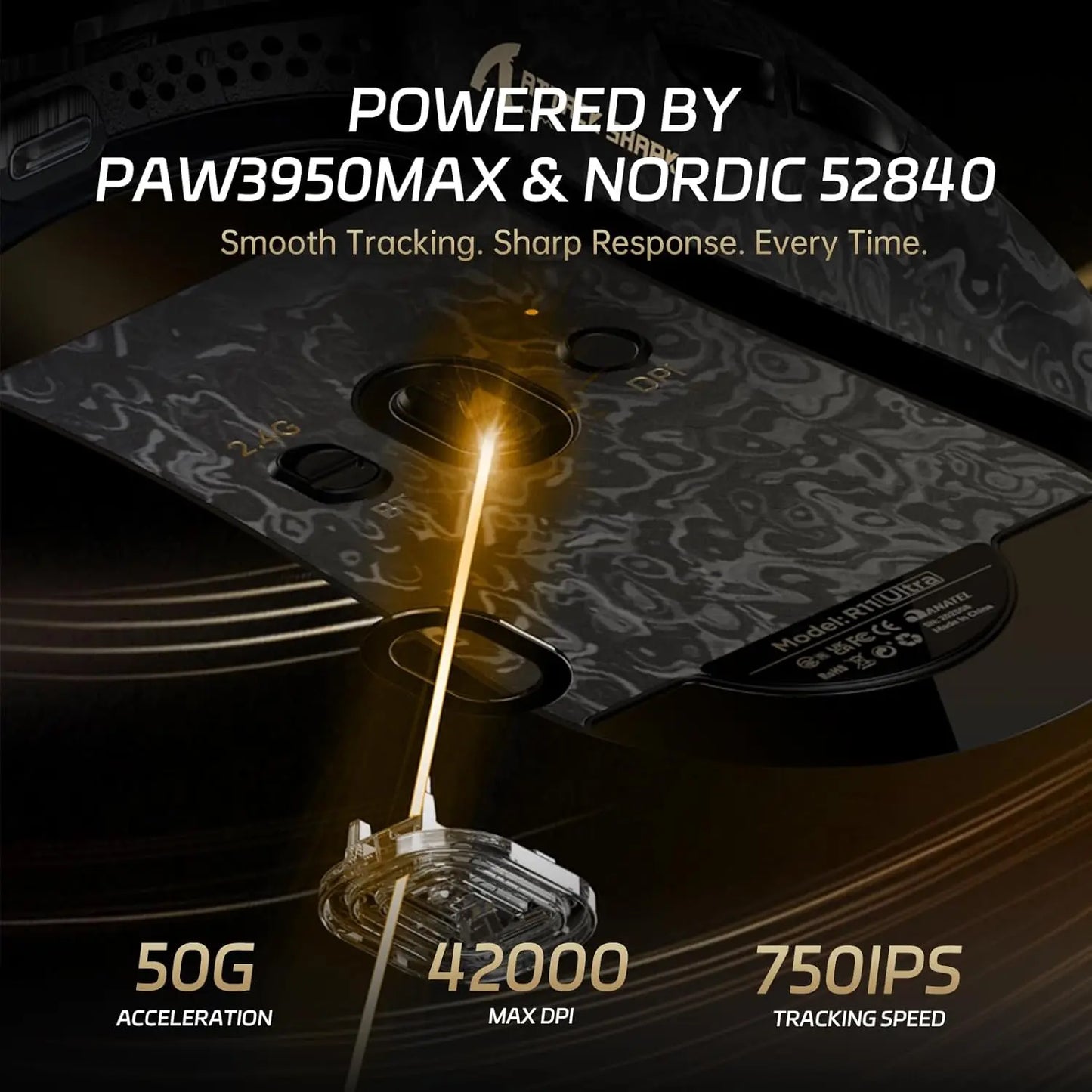 ATTACK SHARK R11 ULTRA 49g od karbonskih vlakana 8000Hz bežični gaming miš, 42000 DPI, 20000 FPS, PAW3950MAX, Nordic 52840 čip