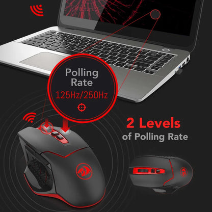 Redragon M690-1 Wireless Gaming Mouse 2.4GHz, 2400 DPI Ergonomic Gaming Mouse with 8 Programmable Buttons, 5 Adjustable DPI & 2 Side Buttons