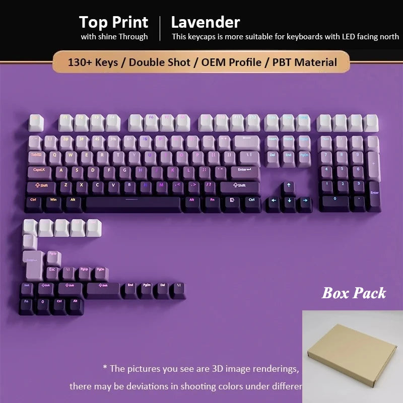 Conjunto de 133+ teclas OEM em gradiente para teclado mecânico gaming com switches Cherry MX, PBT retroiluminado RGB, layout ISO