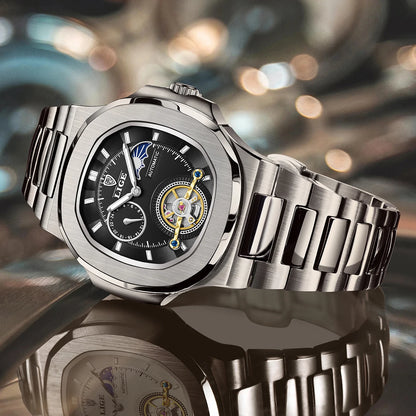 LIGE Watch For Man Luxury Business Waterproof Luminous Mechanical Watches Fashion Moon Phase Automatic Movement Men's Watches