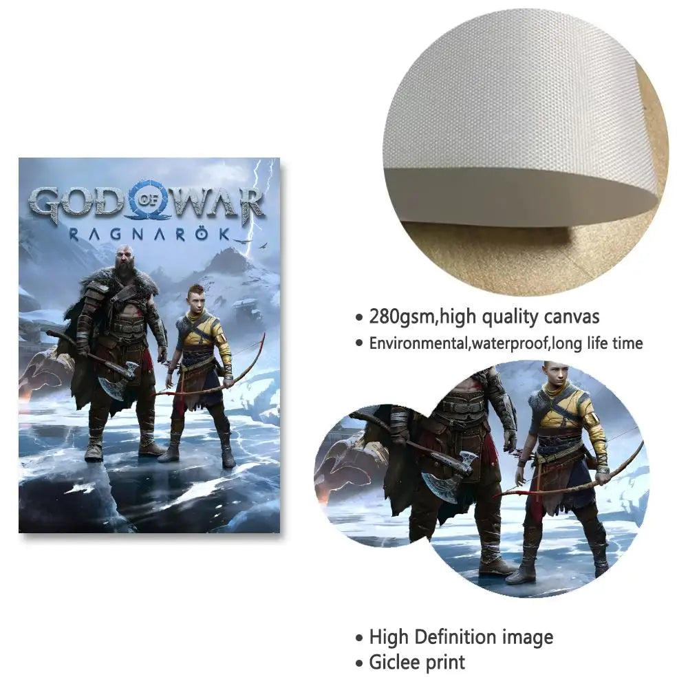 Game G-God of War Painting Calligraphy Canvas Poster Crease-Free Waterproof & Durable Wall Decor for All Spaces