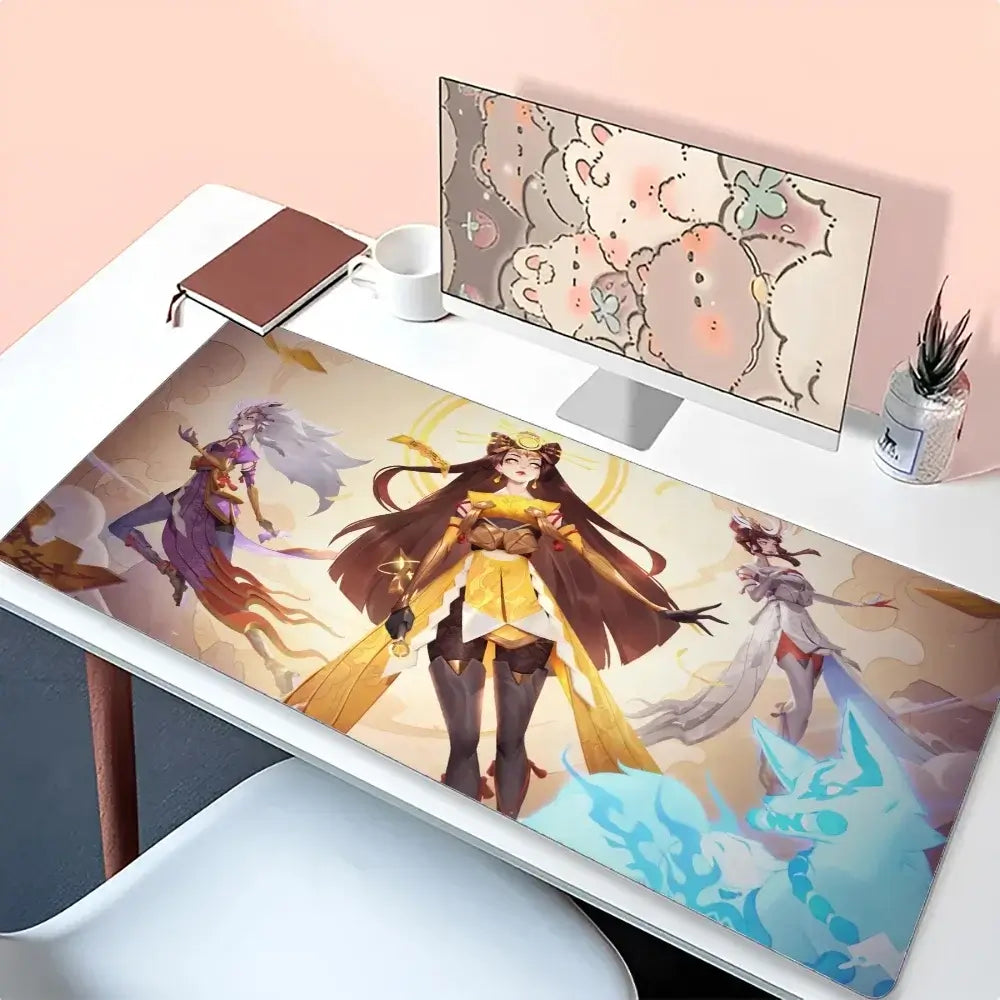 „Amaterasu Kiriko Overwatch“ pelės kilimėlis, stalo kilimėlis su paminkštinimu, „Prime Gaming“ žaidimų aksesuarai, XXL klaviatūros kilimėlis