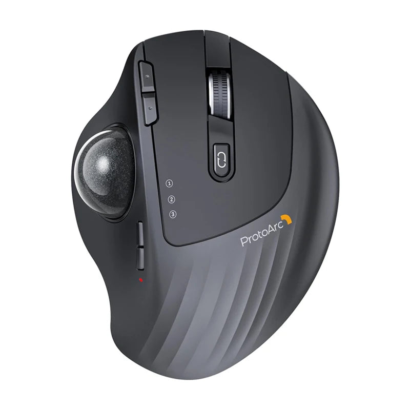 ProtoArc EM01 NL Wireless Trackball Mouse, Ergonomic Bluetooth Thumb Trackball Mouse, Rechargeable Multi-Device Wireless Mouse for Laptop, PC & Mac