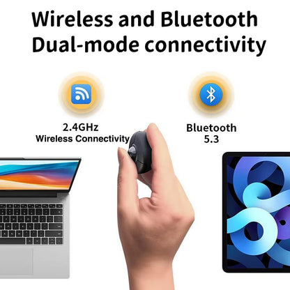 Trackball Finger Ring Mouse 2.4G + Bluetooth Wireless Remote Control Mouse for PPT, Presentations, Smart TV, Car Display & PC