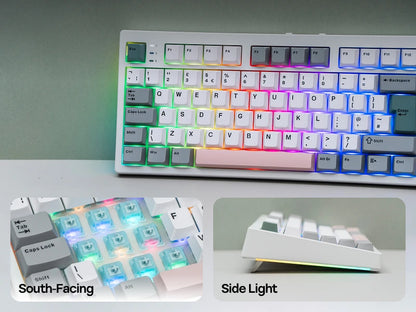 Teclado mecânico EPOMAKER TH87 TKL com layout ISO-UK, ligação com fio/BT/2.4Ghz sem fios, NKRO, bateria de 10000mAh e iluminação RGB