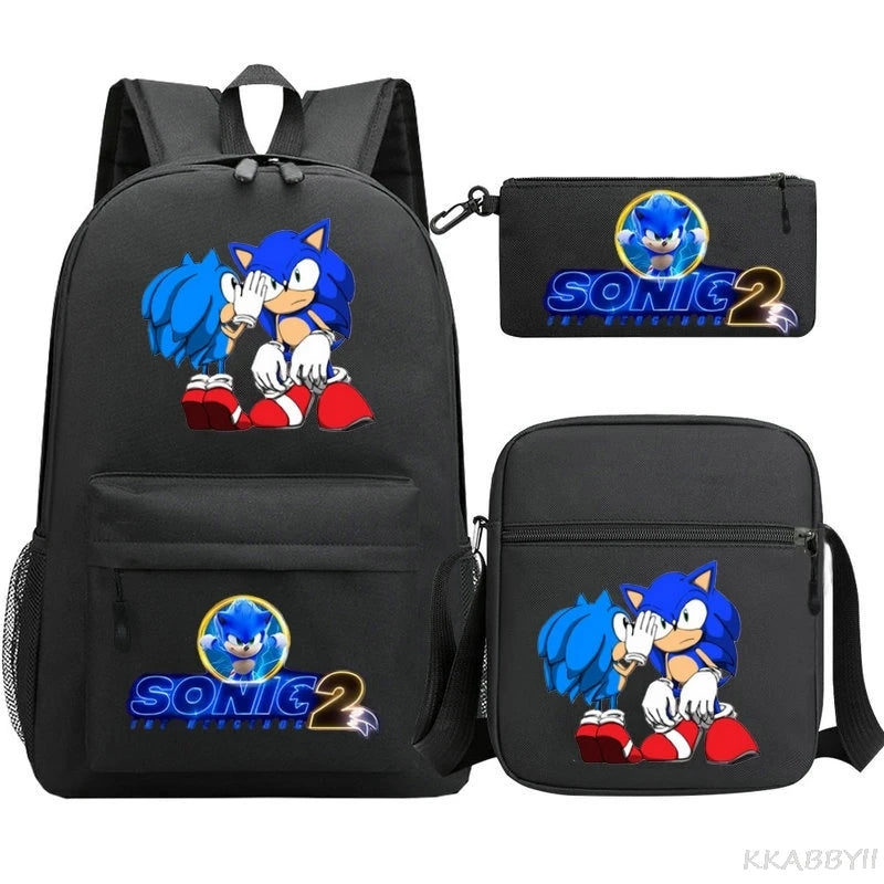 Sonic Backpacks Student School Bags for Teen Men Women Tote Bag Clutch Pocket Nylon Backpacks Travel Mochilas