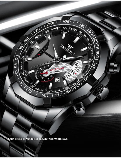 BINBOND Orginal Quartz Wristwatches For Men Luxury Luminous Waterproof Auto Date Men's Watch Stainless Steel Reloj Free Ship