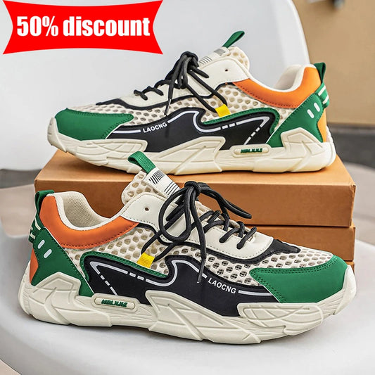 Scarpe sportive da uomo estive in mesh, casual e alla moda, con lacci, per camminare, 2026 nuove sneakers giovani per uso quotidiano e pendolarismo, comode e versatili