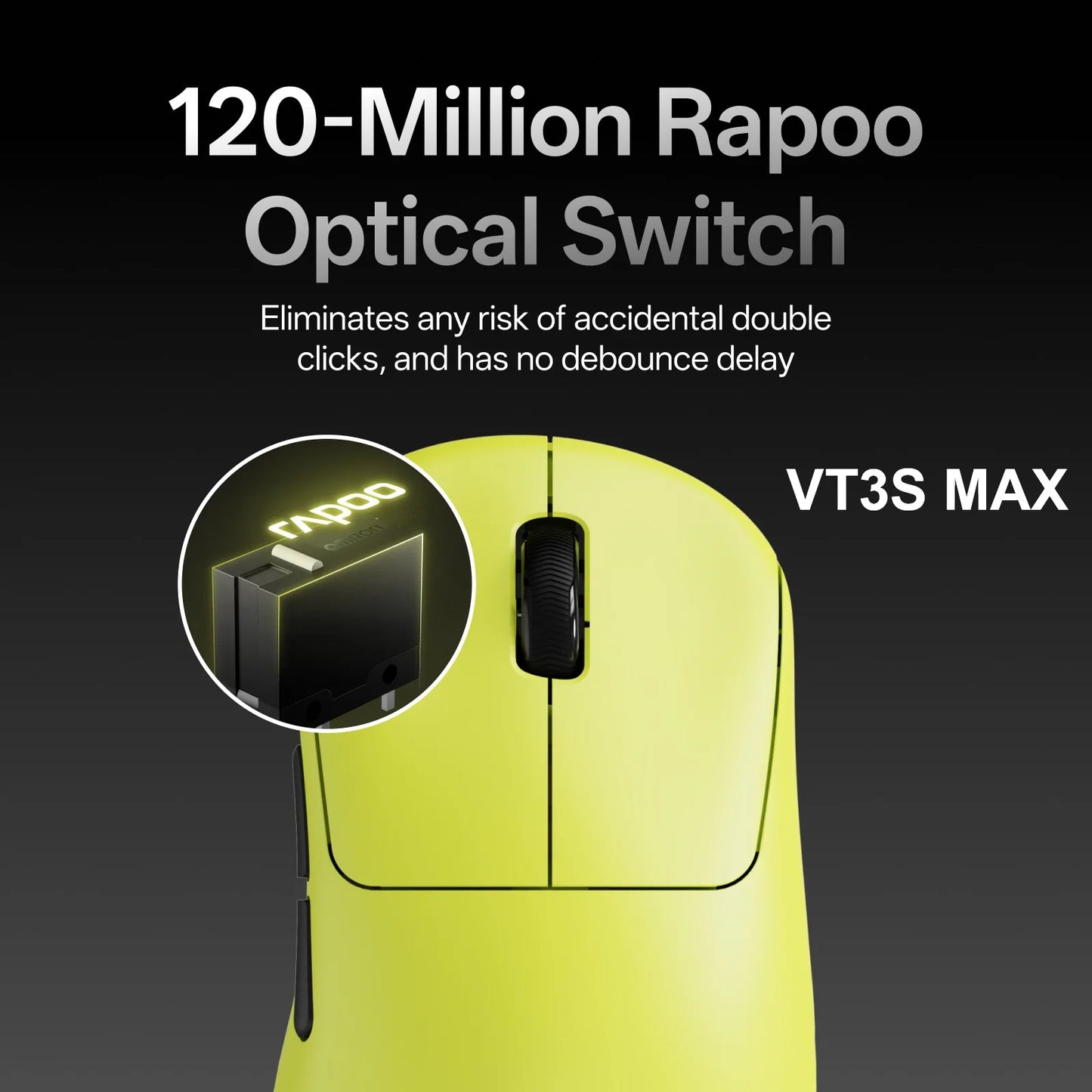 Rapoo VT3S /VT3S MAX GEN-2 Bezprzewodowa mysz gamingowa, prawdziwe 8K Wireless Polling Rate, 49g, ultralekka, czas pracy baterii do 750Hr
