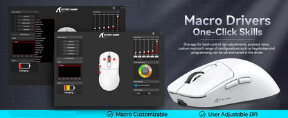 ATTACK SHARK X3 Wireless Gaming Mouse, Ultra-Light 49g Ergonomic Gaming Mouse with PAW3395 Sensor, Tri-Mode Bluetooth/2.4G/USB, 26K DPI Programmable Mouse