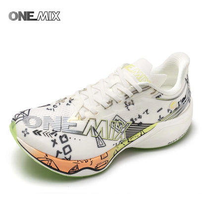 ONEMIX New Nylon Carbon Board Marathon Running Racing Shoes Shock-Absorbing Professional Stable Support Ultra-Light Rebound Sneakers