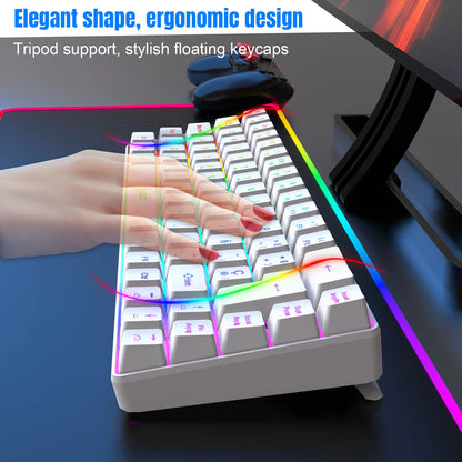 Promoção imperdível! Teclado gaming com fios espanhol de 69 teclas, retroiluminação RGB e design compacto 68%, um acessório indispensável para profissionais de escritório e gamers
