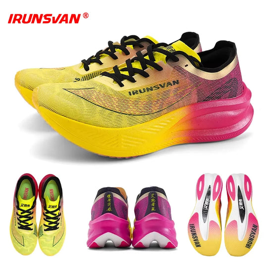IRUNSVAN Scarpe da running professionali per maratona con piastra in carbonio e nylon, leggere e ammortizzate, sneakers outdoor da allenamento per uomo e donna