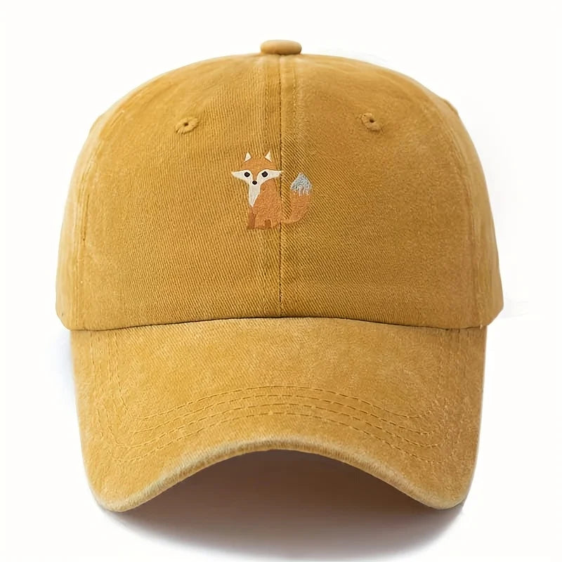 Cute fox pattern printed baseball cap for daily casual fashion, versatile city commuting hat, suitable for men and women