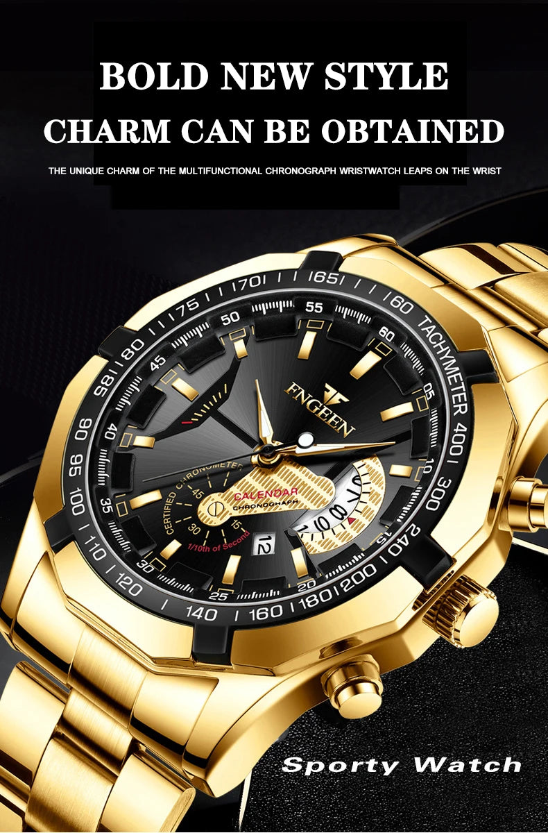 BINBOND Orginal Quartz Wristwatches For Men Luxury Luminous Waterproof Auto Date Men's Watch Stainless Steel Reloj Free Ship