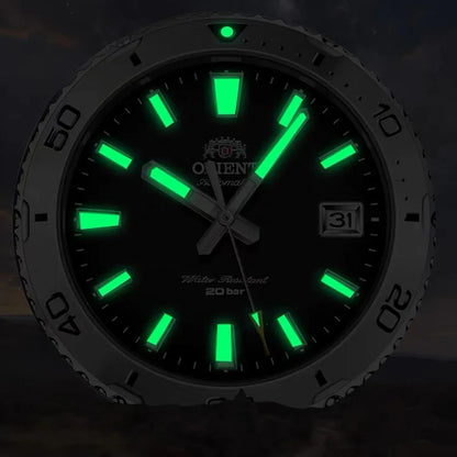 Original Orient Automatic Mechanical Watch 200M Water Resistant Unidirectional Bezel Black Dial Men's Sport Diver Watch