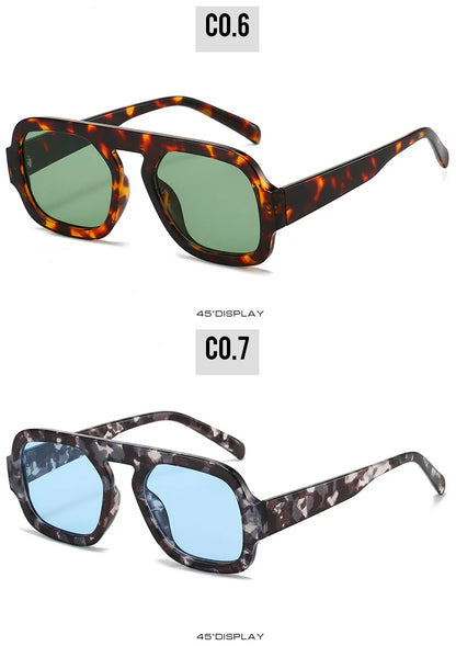 Retro Pilot Square Sunglasses Lady Fashion Simple Ins Black Tea Sun Glasses for Women Men Trending Outdoor Casual Shades UV400