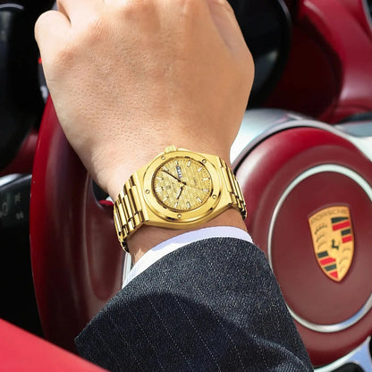 POEDAGAR Business Men Clock Date Week Stainless Steel Luxury Man Wristwatch Waterproof Luminous Sport Quartz Men's Watches Reloj