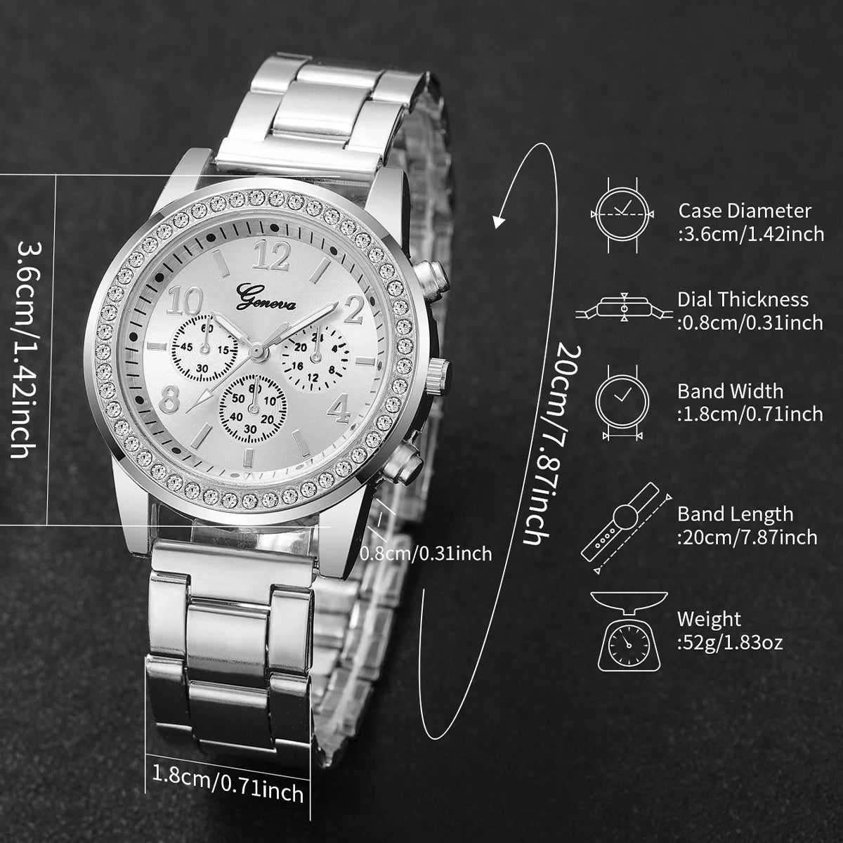 5PCS Luxury Diamond Women Watches Bracelet Set Ladies Arabic Dial Quartz Wristwatches Reloj Mujer (Without Box)