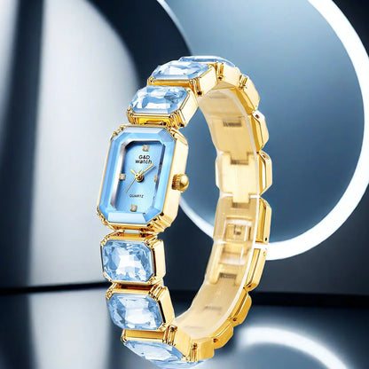 Ladies Wrist Watch Small Golden Square Quartz For Women Bracelet Watches Top Brand Luxury Diamond Fashion Women's Watch 2024