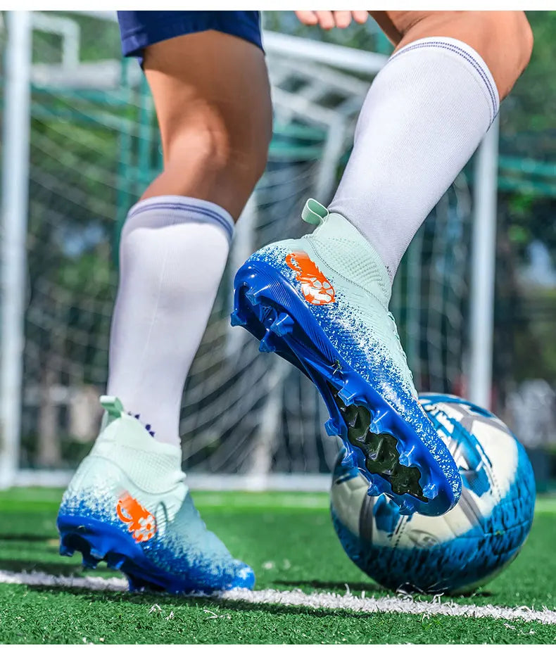 Fodboldstøvler til mænd og kvinder, high-top, skridsikre fodboldsneakers, åndbare futsal-træningssko til udendørs græs, ankelstøttende fodboldstøvler