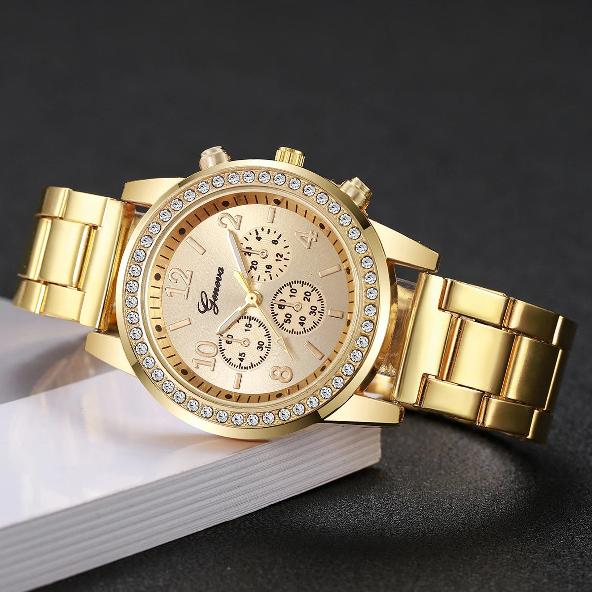 5PCS Luxury Diamond Women Watches Bracelet Set Ladies Arabic Dial Quartz Wristwatches Reloj Mujer (Without Box)