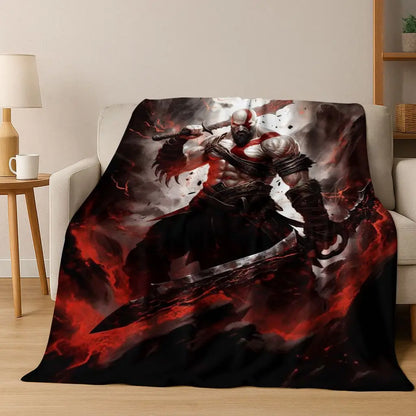 Classics God of War Kratos 3A Game Gamer Flannel Blanket,Warm and Cozy Soft Throw Blanket for Home Bedroom Bed Sofa Kid Gift