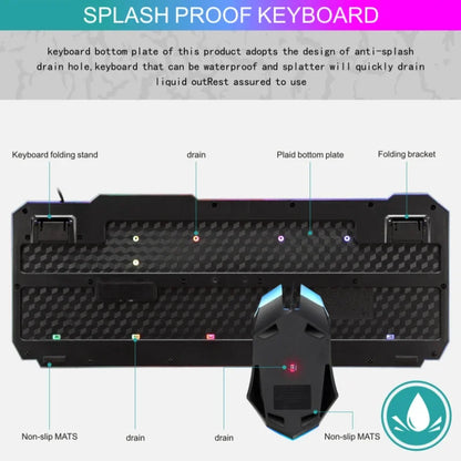 Conjunto de Teclado e Rato Gaming com Fios para Computador de Secretária, Sensação Mecânica e Retroiluminação LED