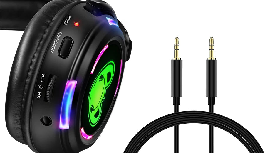 Auscultadores sem fios Silent Disco RF LED DJ Party 863–865MHz/915MHz com iluminação LED de 3 canais e bateria de 10H