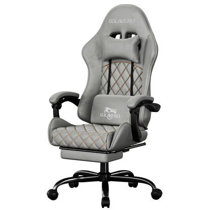 Massage Gaming Chair, Computer Office Chair with Comfy Fabric, Height Adjustable Game Chair with 360°-Swivel Seat and Headrest